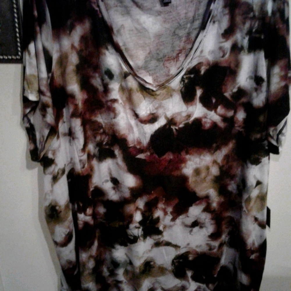 Vera Wang Women Top,sz 3X,brown& white print,new.